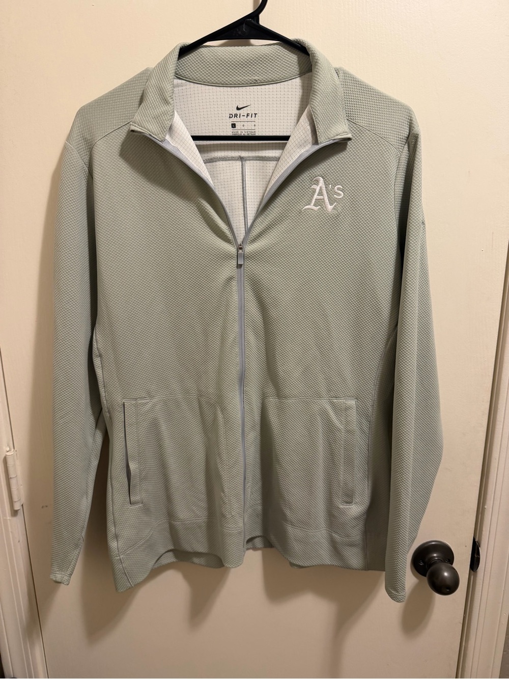 Nike Dri-FIT Oakland A's Light Sage Zip-Up Jacket